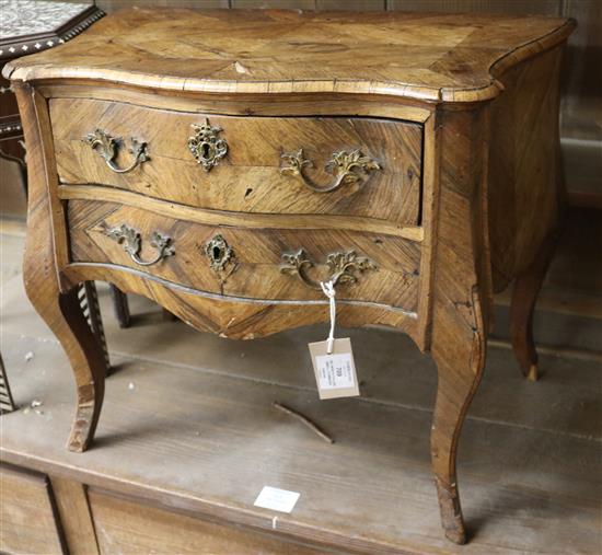 An 18th century North Italian walnut commode of small proportions